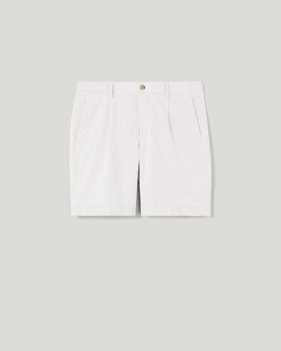 Textured Stripe Cotton Tailored Shorts